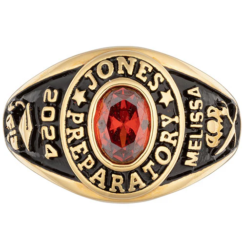 Ladies' 14K Gold over Sterling Traditional Oval Birthstone Class Ring