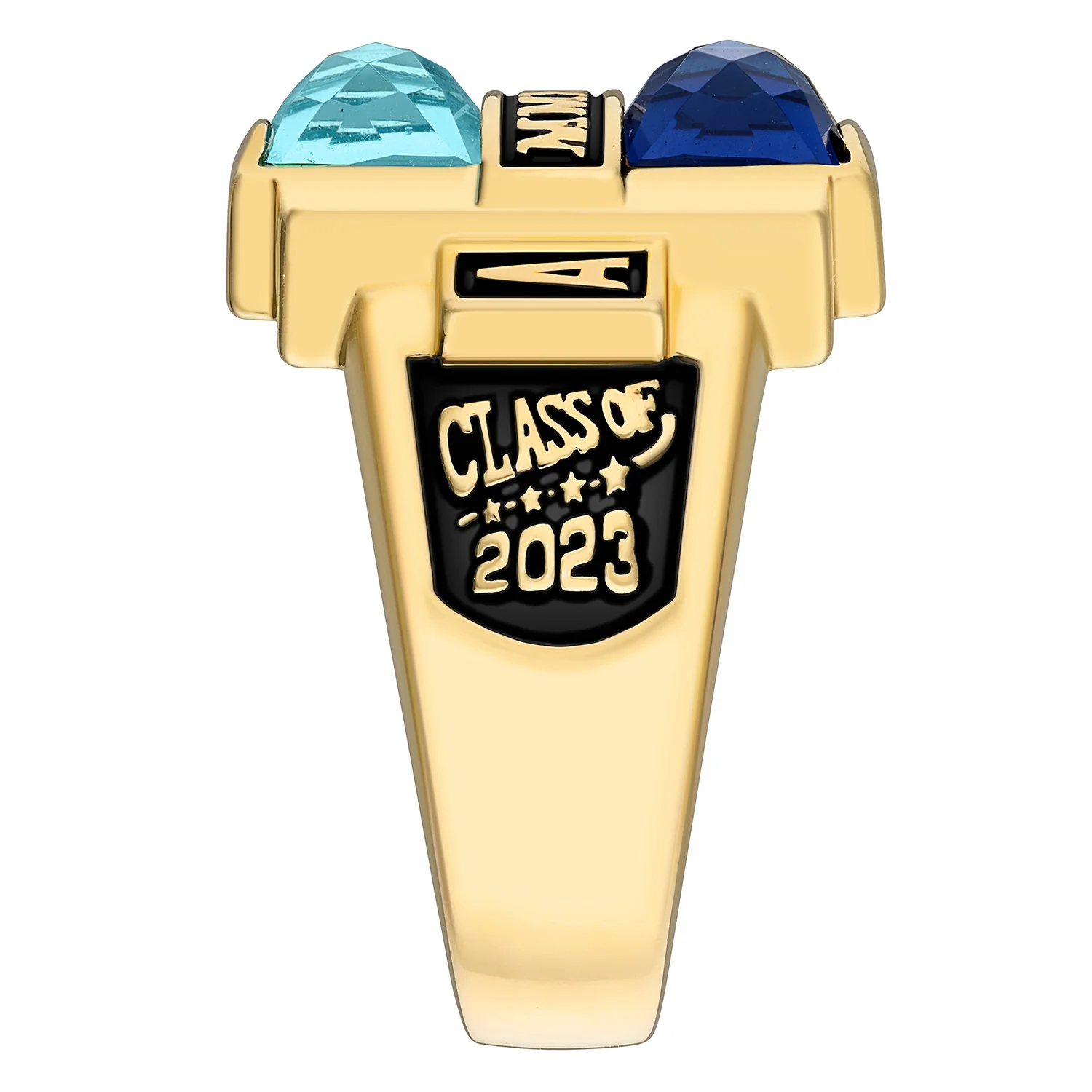 Ladies' 14K Gold over Sterling Double Birthstone Rectangle Class Ring - Image 3