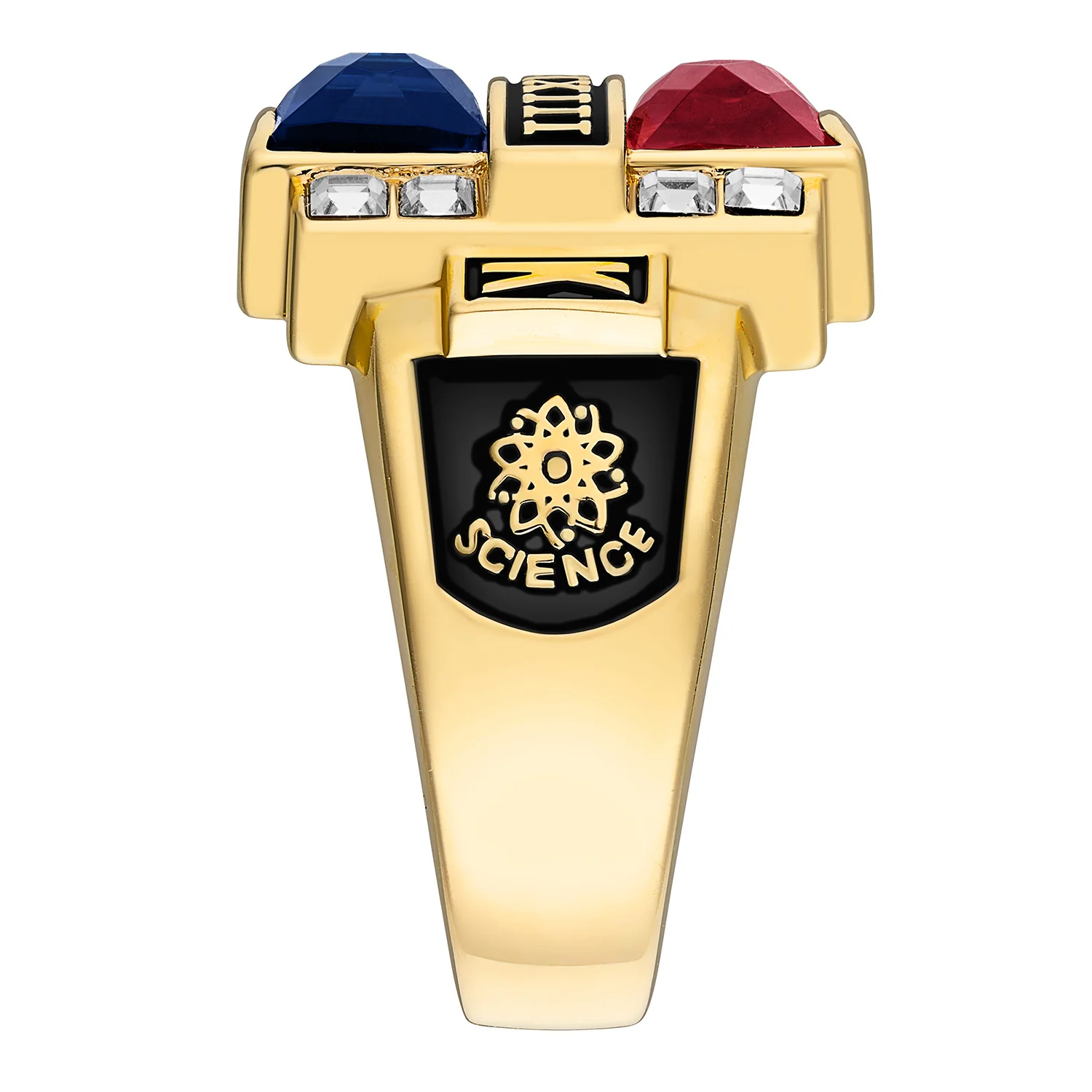 Ladies' 14K Gold Plated Double Birthstone & CZ Rectangle Class Ring - Image 4