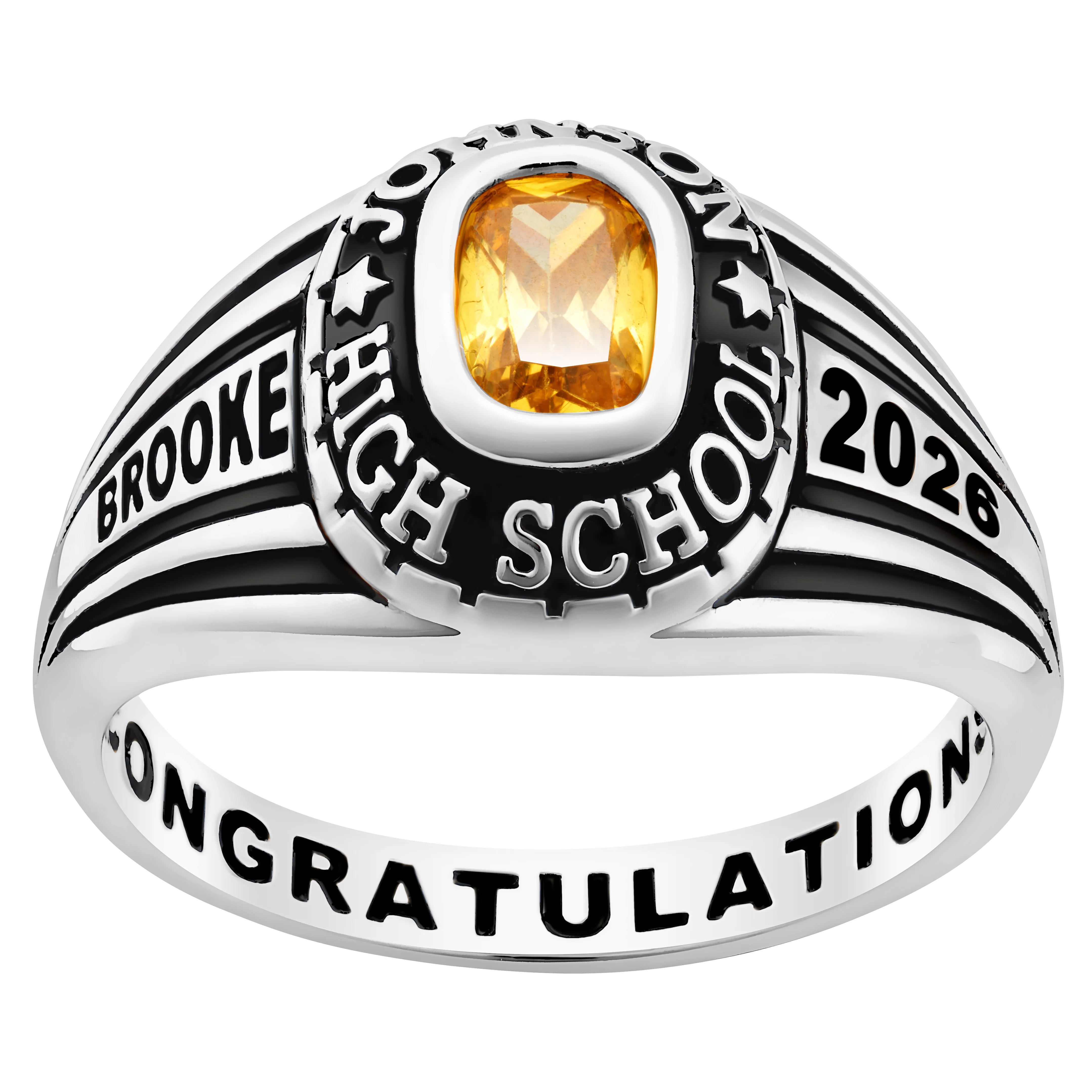 Ladies' Platinum Over Celebrium Traditional Class Ring