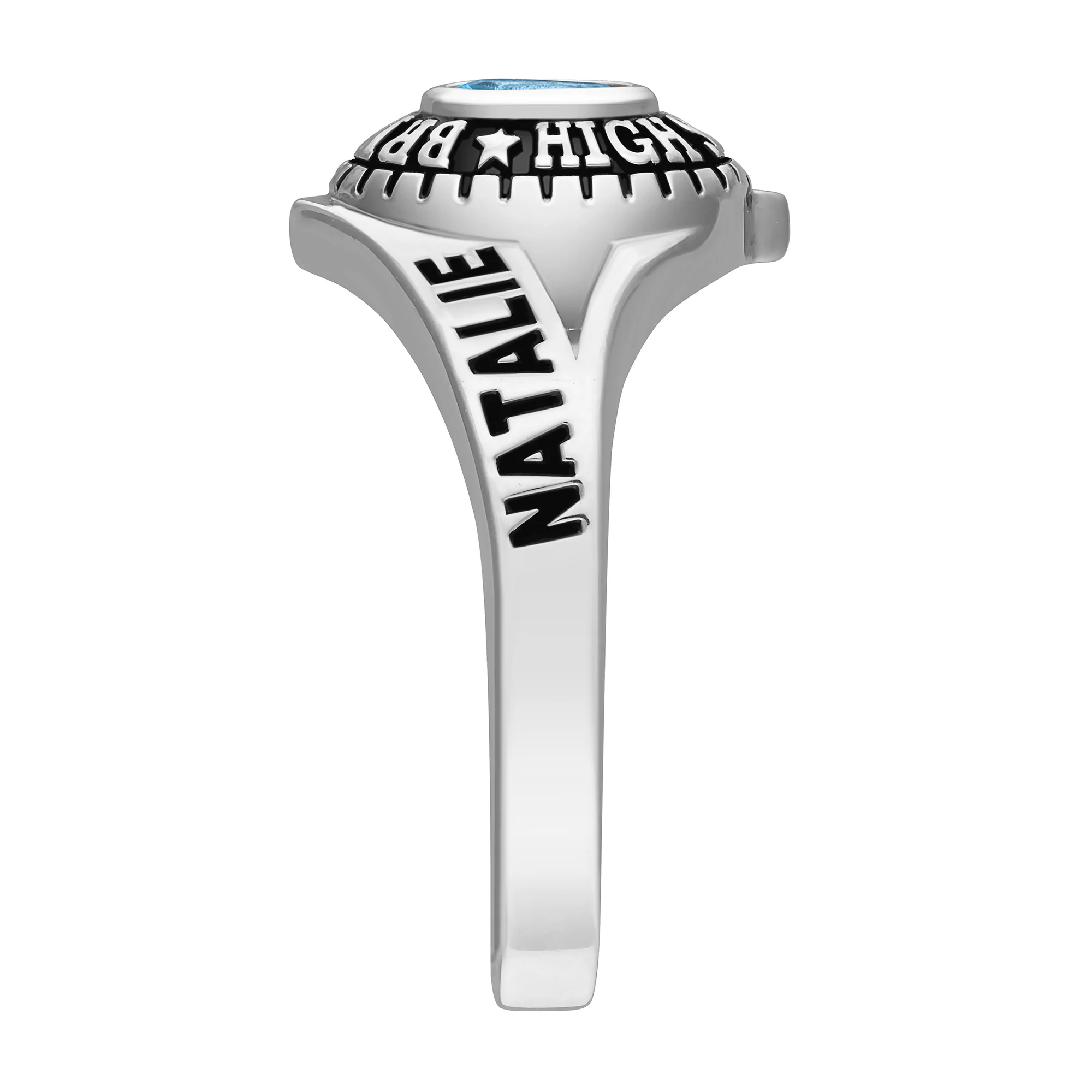 Ladies Class Ring in Platinum Over Celebrium In Traditional Birthstone Styling - Image 3