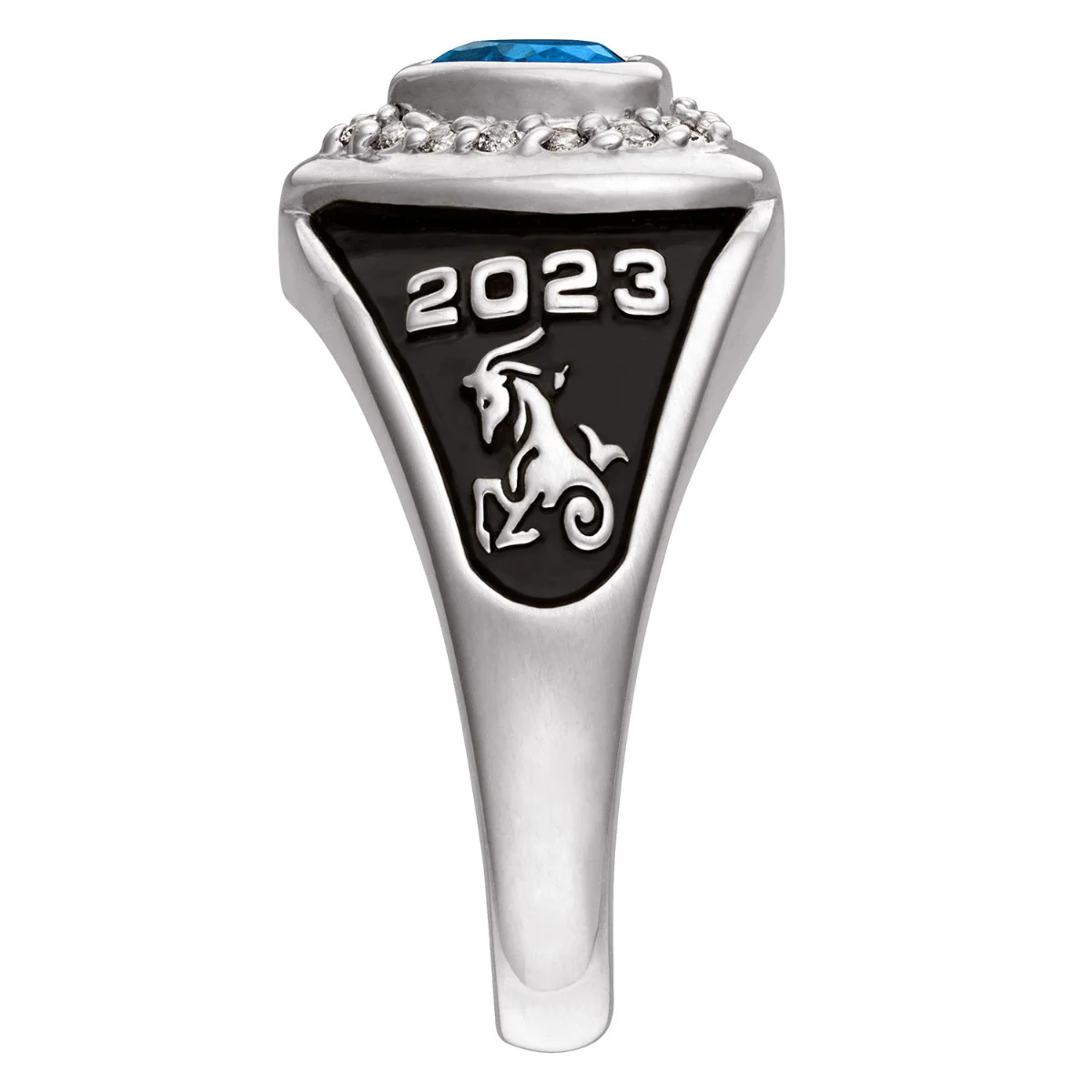 Ladies' Platinum over Sterling Silver CZ Heart Class Ring - Image 4