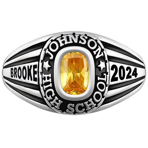 Ladies' Platinum over Sterling Traditional Class Ring - Image 3