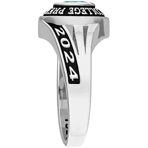 Ladies' Platinum over Sterling Silver Birthstone Traditional Class Ring - Image 5