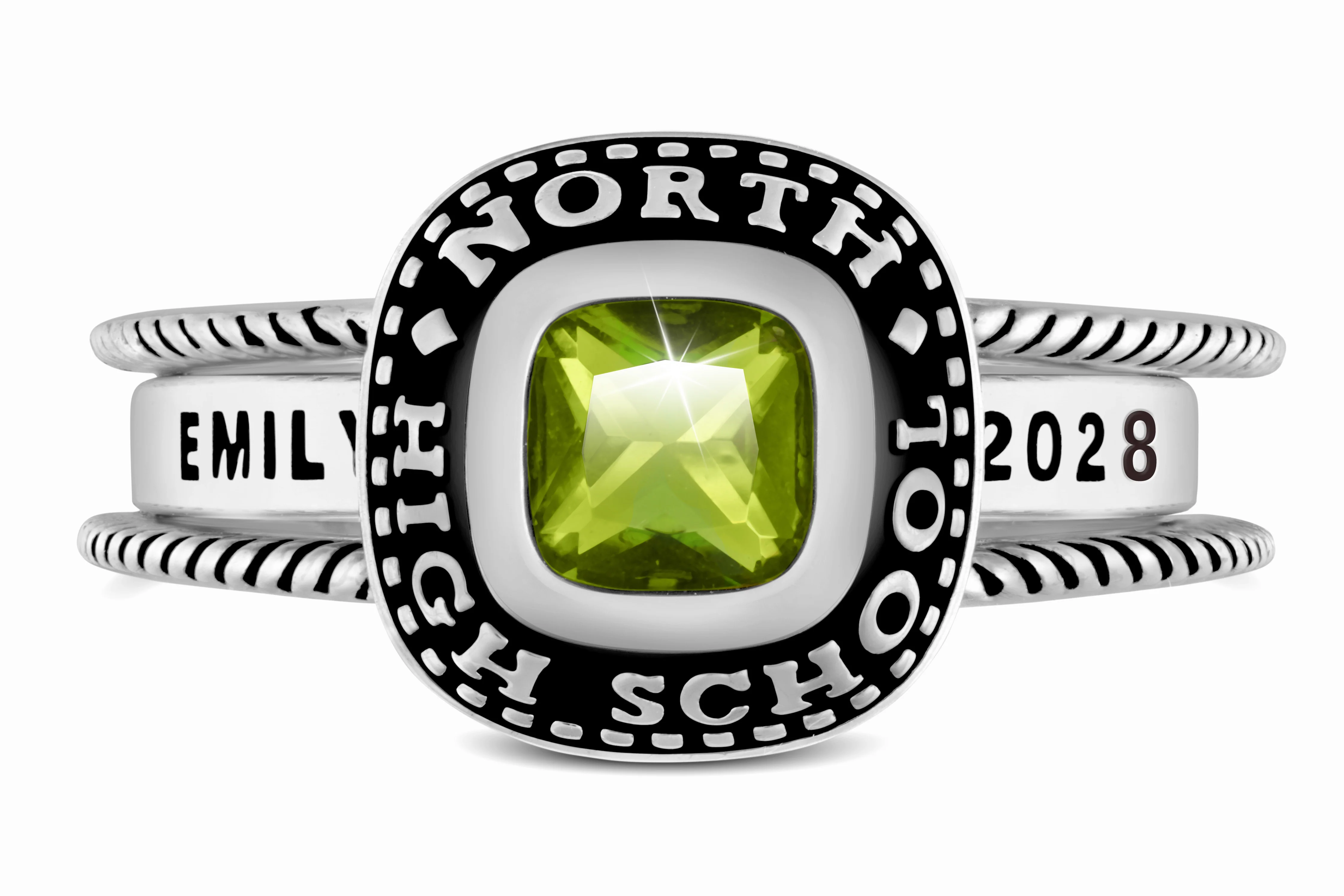 Ladies' Platinum Plated Freestyle Class Ring with Jacket - Image 2