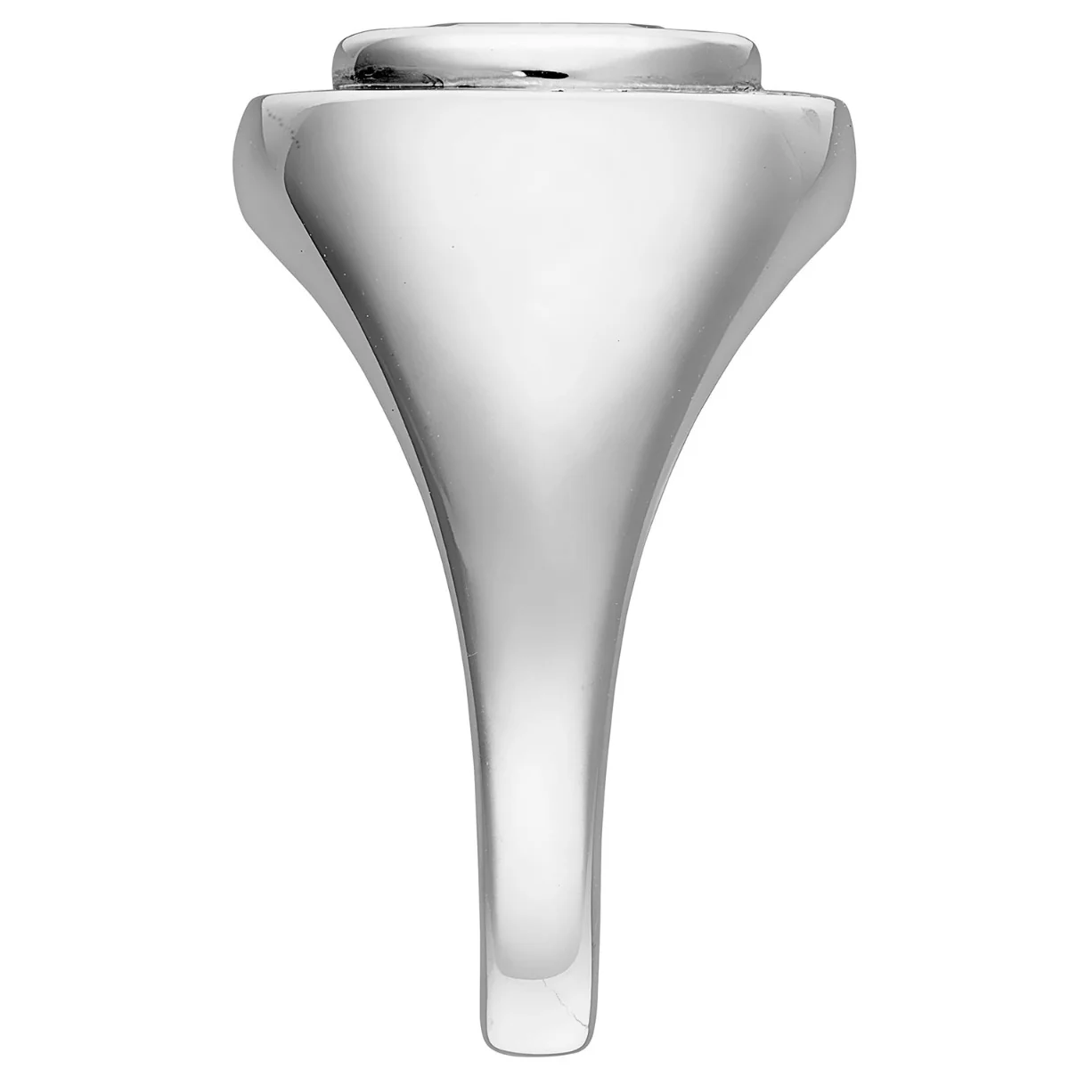 Ladies' Platinum Plated Minimal Oval Birthstone Signet Freestyle Class Ring - Image 3