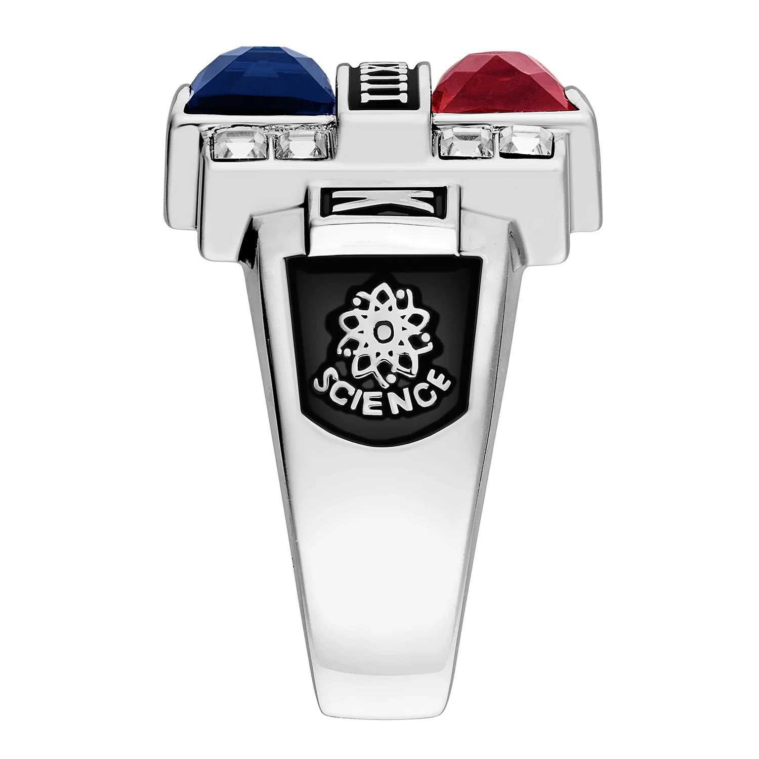 Ladies' Silver Plated Double Birthstone & CZ Rectangle Class Ring - Image 4