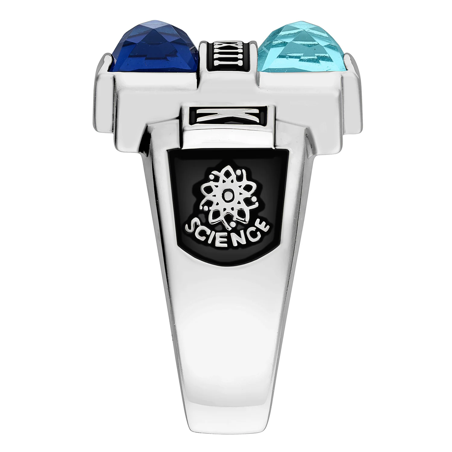 Ladies' Silver Plated Double Birthstone Rectangle Class Ring - Image 4