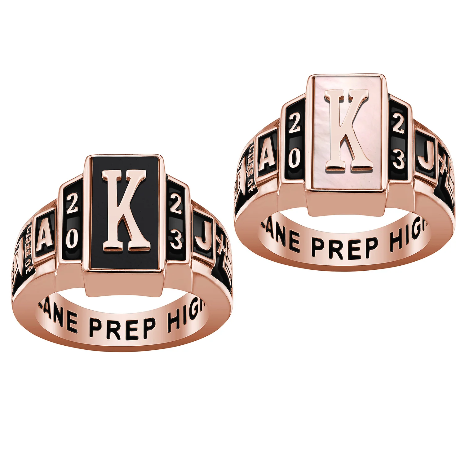 Ladies' Rose Gold Celebrium Genuine Stone Art Deco Class Ring