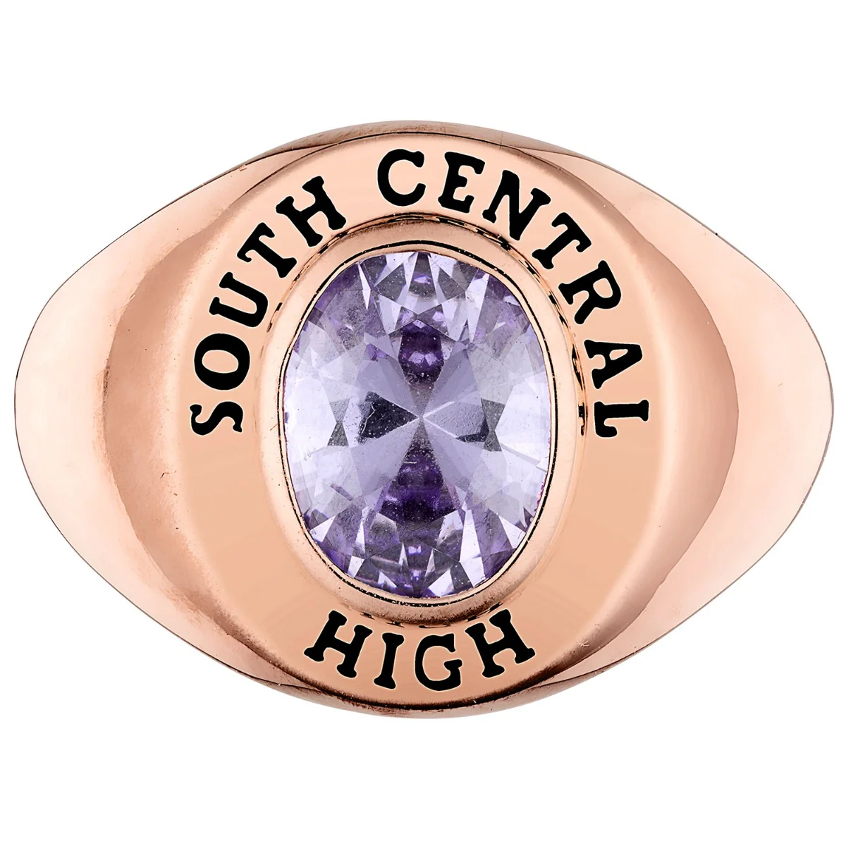 Ladies' 14K Rose Gold over Sterling Minimal Oval Birthstone Signet Freestyle Class Ring - Image 2