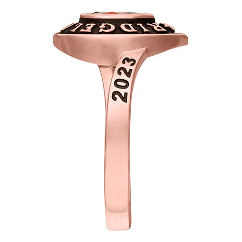Ladies' 14K Rose Gold over Sterling Pear Birthstone Class Ring - Image 3
