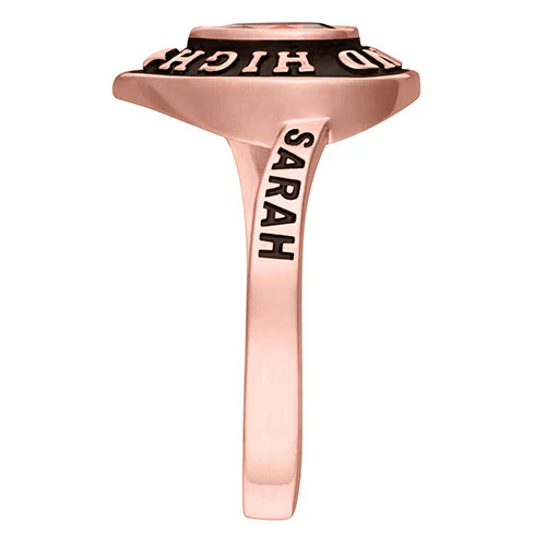 Ladies' 14K Rose Gold over Sterling Pear Birthstone Class Ring - Image 4