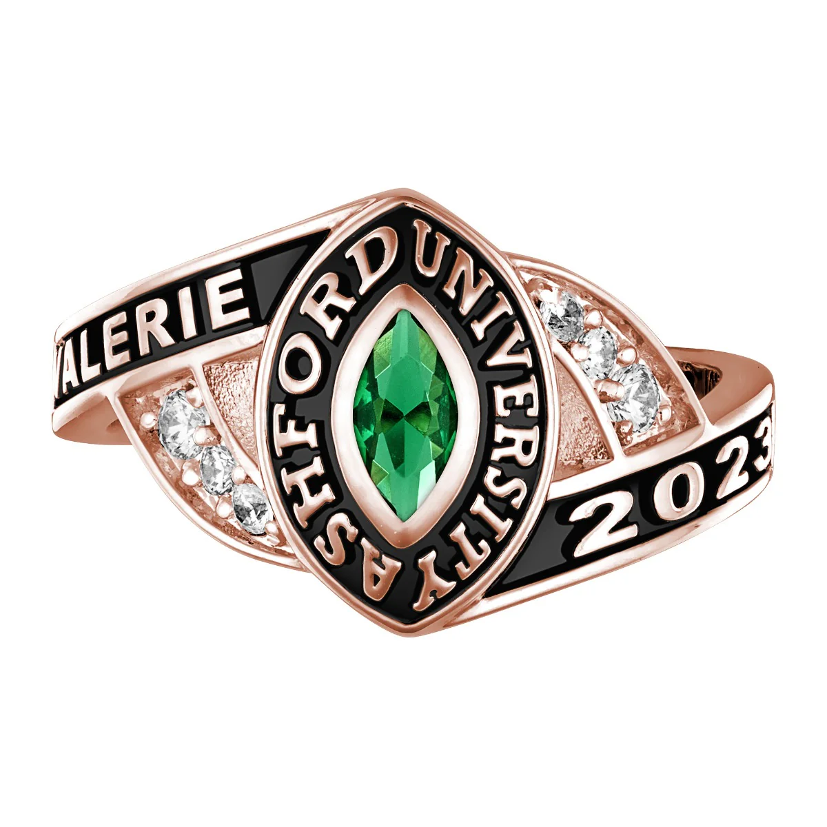 Ladies' 14K Rose Gold over Sterling Marquise Birthstone Class Ring - Image 2