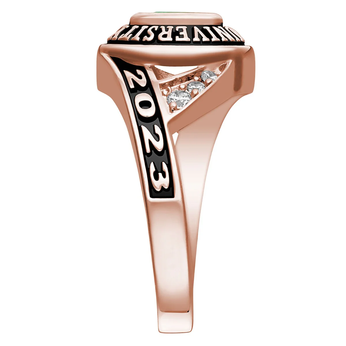 Ladies' 14K Rose Gold over Sterling Marquise Birthstone Class Ring - Image 4