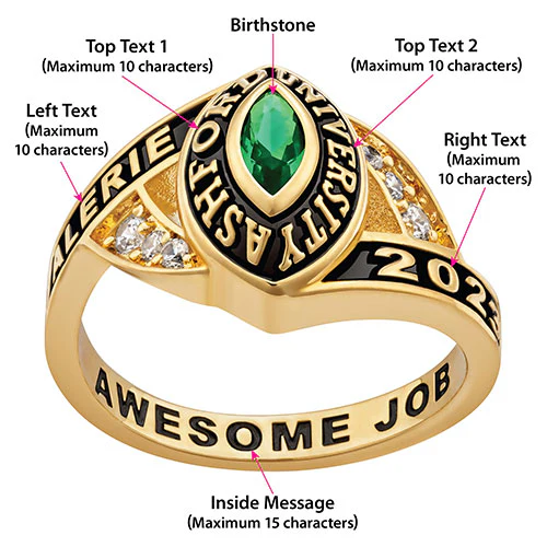 Ladies' 14K Rose Gold over Sterling Marquise Birthstone Class Ring - Image 6