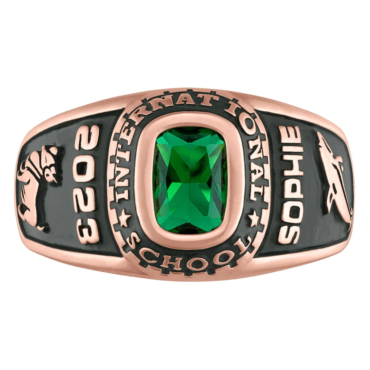 Ladies 14K Rose Gold over Sterling Traditional Birthstone Class Ring - Image 2