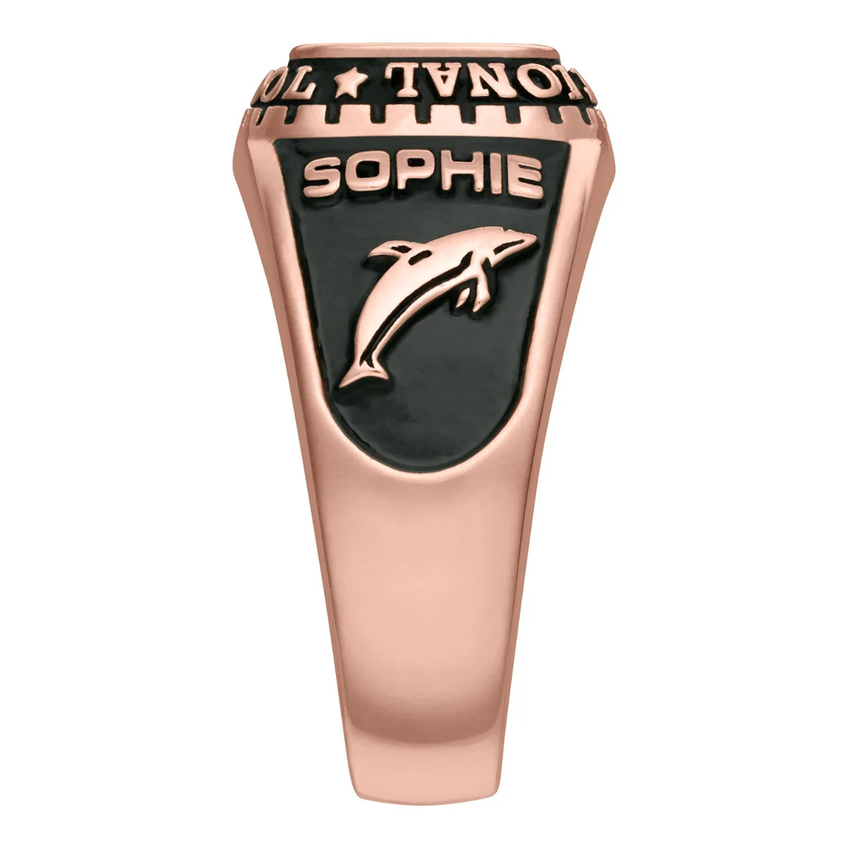 Ladies 14K Rose Gold over Sterling Traditional Birthstone Class Ring - Image 4