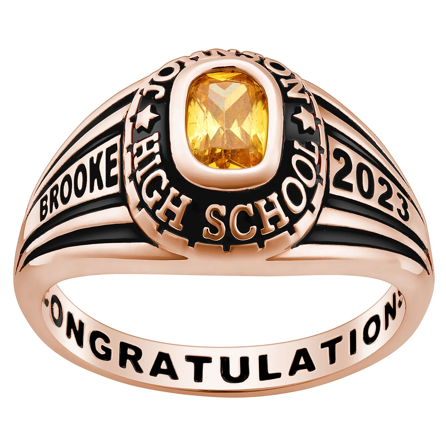Ladies' 14K Rose Gold over Sterling Traditional Class Ring