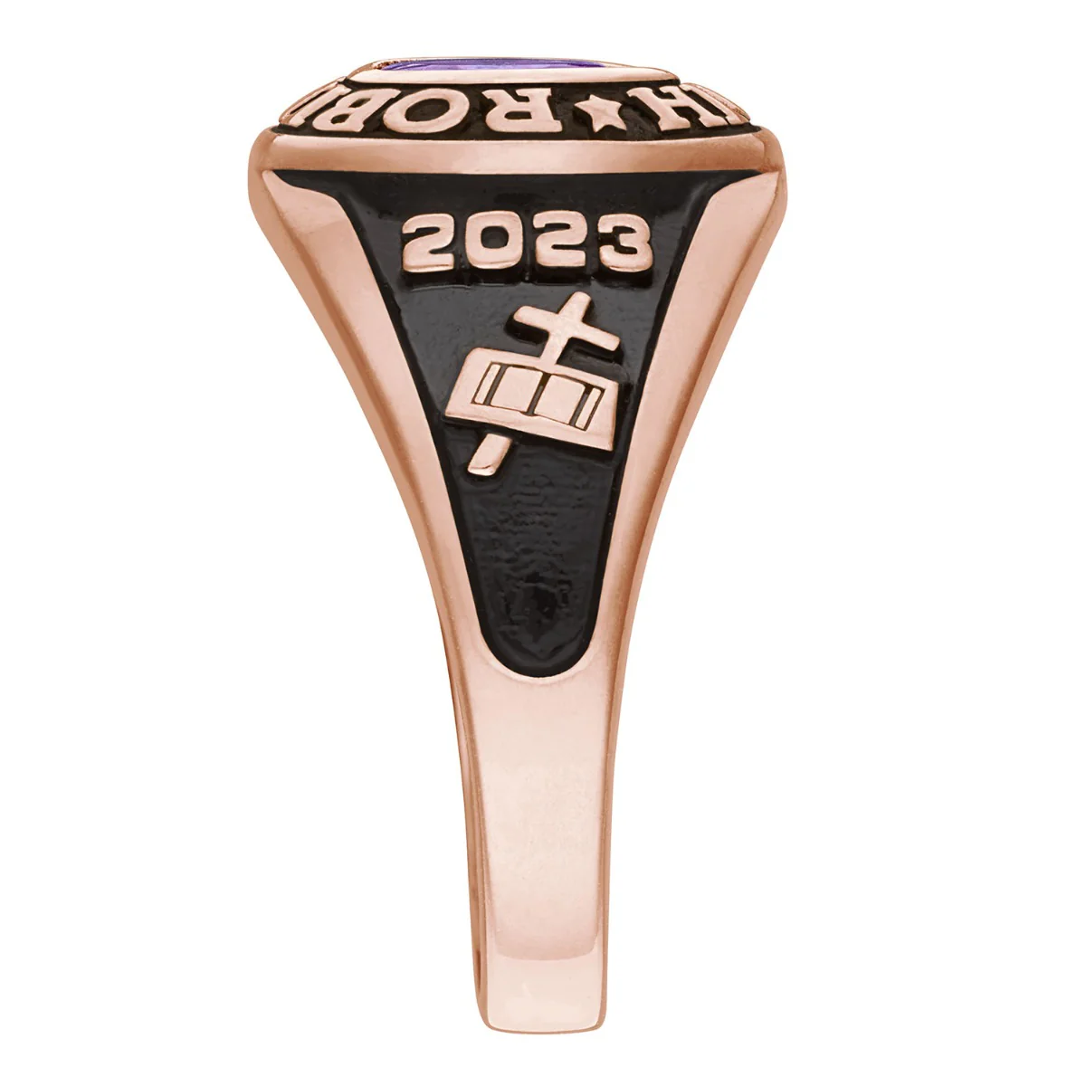 Ladies 14K Rose Gold over Sterling Traditional Petite Oval Birthstone Class Ring - Image 3