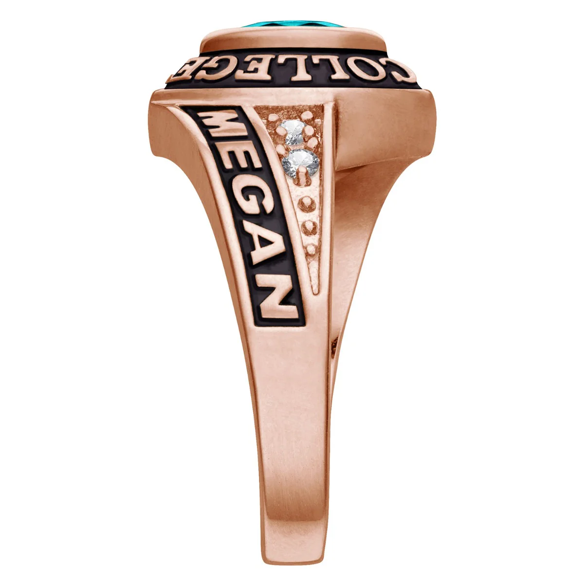 Ladies Rose Gold CELEBRIUM Marquise Birthstone and CZ Class Ring - Image 4