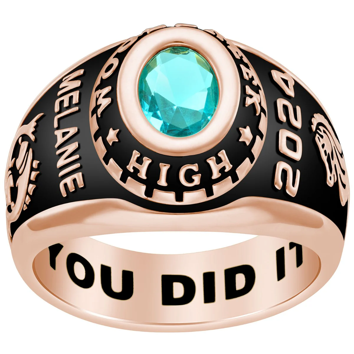 Ladies Rose Gold CELEBRIUM Traditional Oval Birthstone Class Ring