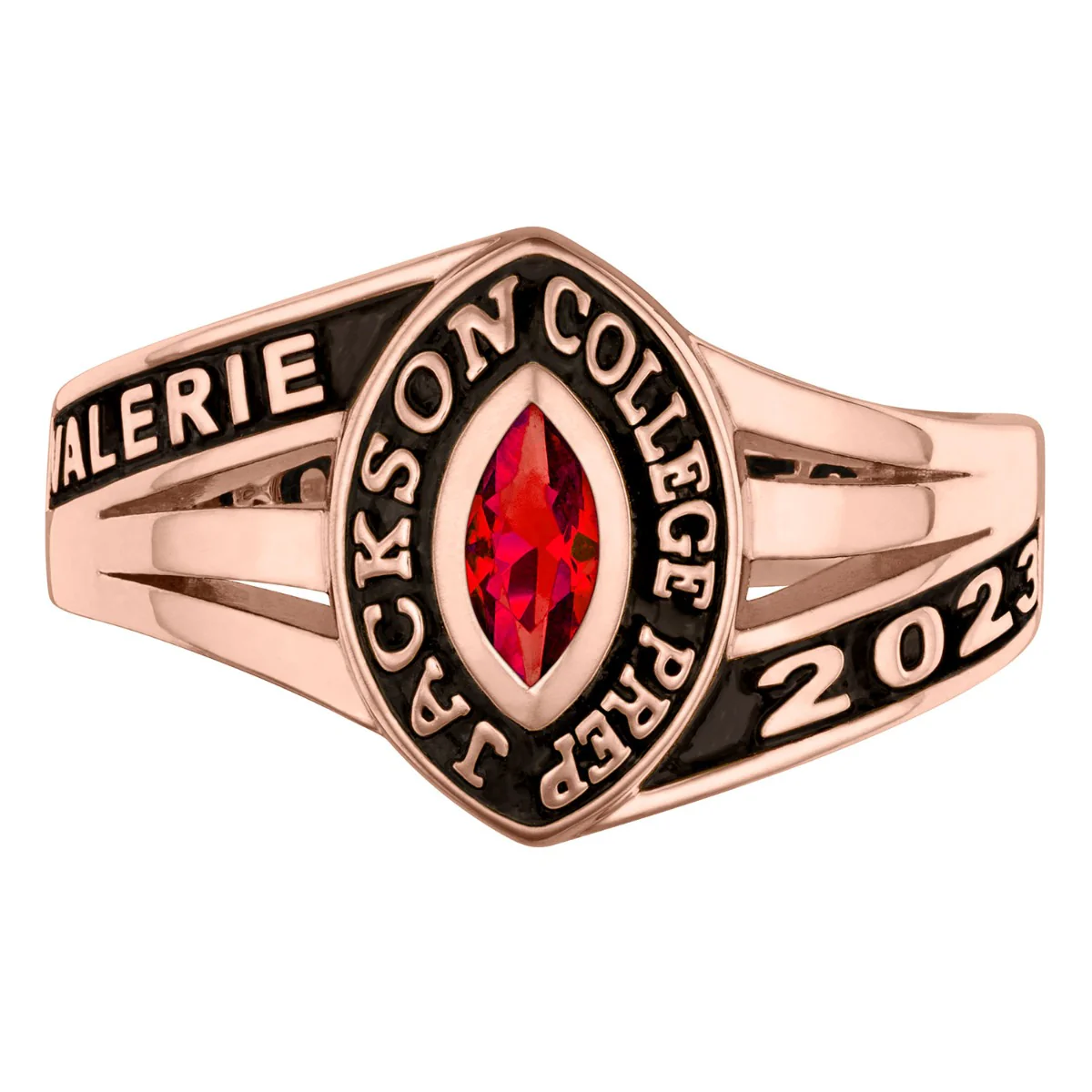 Ladies' 14K Rose Gold Plated Celebrium Marquise Tailored Class Ring - Image 2