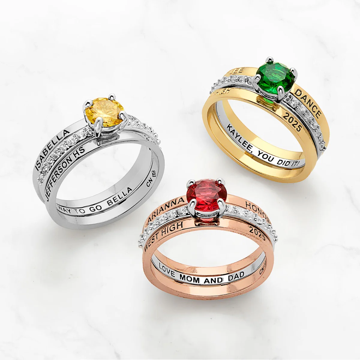 Ladies' Silver Plated Class Ring with Jacket and CZ Accents - Image 6