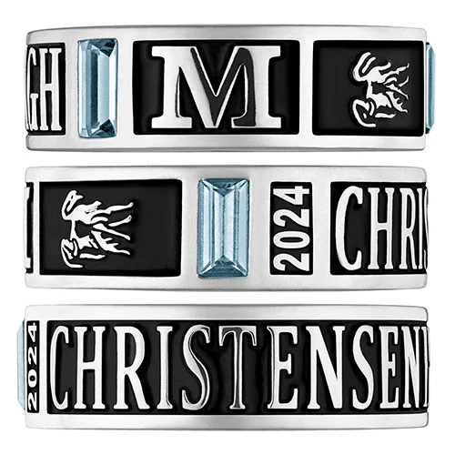 Ladies' Silver Plated Decorated Band Class Ring - Image 3