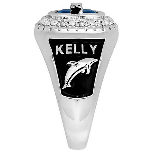 Ladies' Sterling Silver Diamond Halo Personalized Top Class Ring - Image 3
