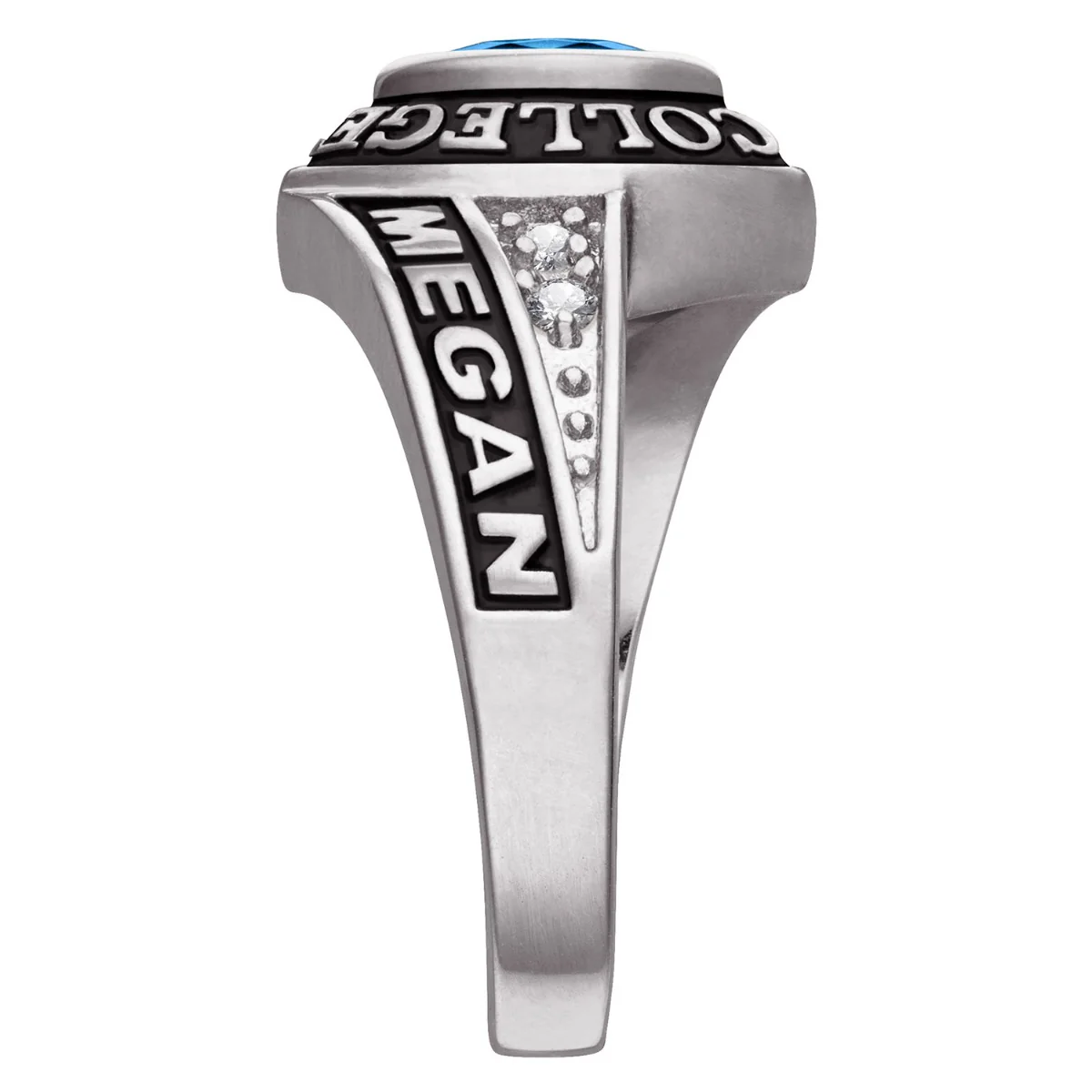 Ladies Sterling Silver Marquise Birthstone and CZ Class Ring - Image 4