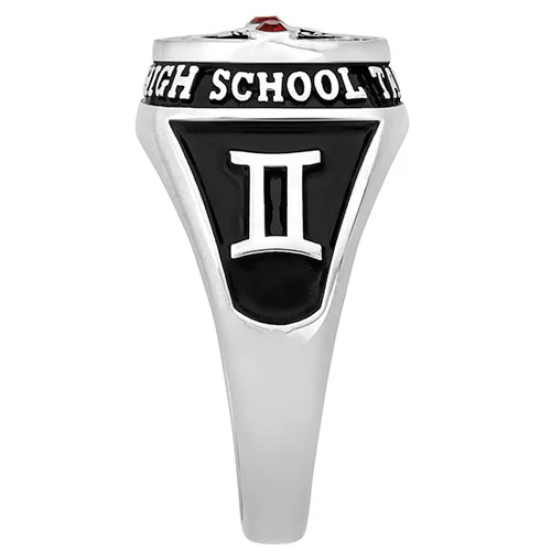 Ladies' Sterling Silver Top Graphic Traditional Birthstone Diamond Accent Class Ring - Image 4