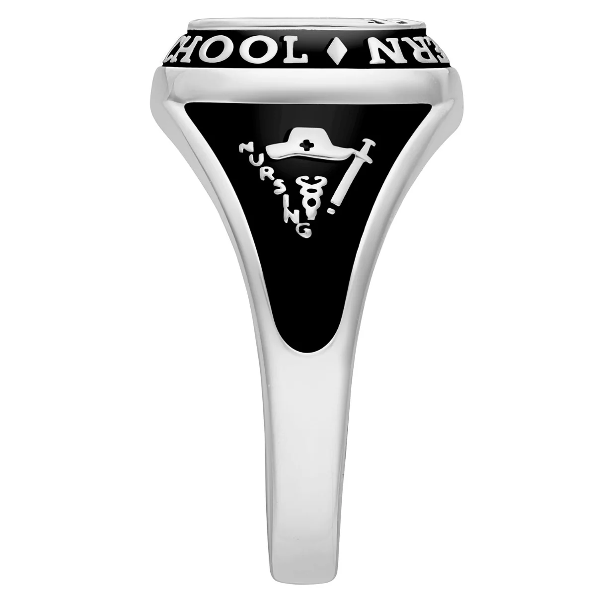 Ladies' Sterling Silver Traditional Cushion Birthstone Class Ring - Image 4