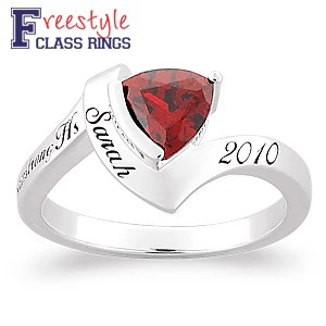 Ladies Sterling Silver Trillion Stone Freestyle Class Ring - Image 2