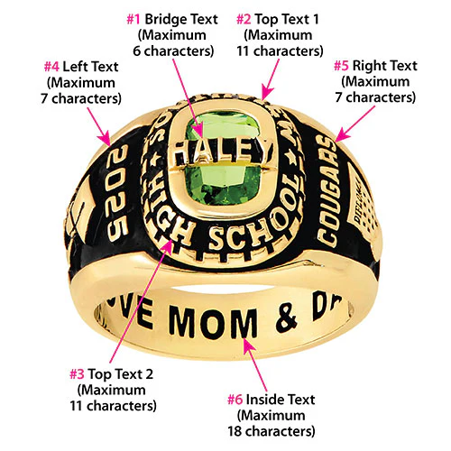 Ladies Yellow CELEBRIUM Personalized-Top Traditional Class Ring - Image 6