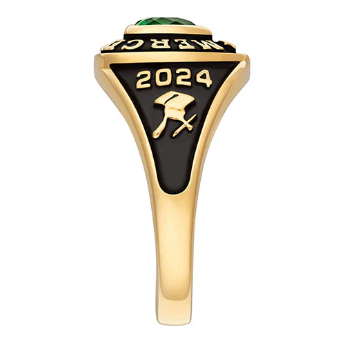 Ladies' Yellow Celebrium Traditional Heart Birthstone Class Ring - Image 3