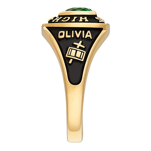 Ladies' Yellow Celebrium Traditional Heart Birthstone Class Ring - Image 4