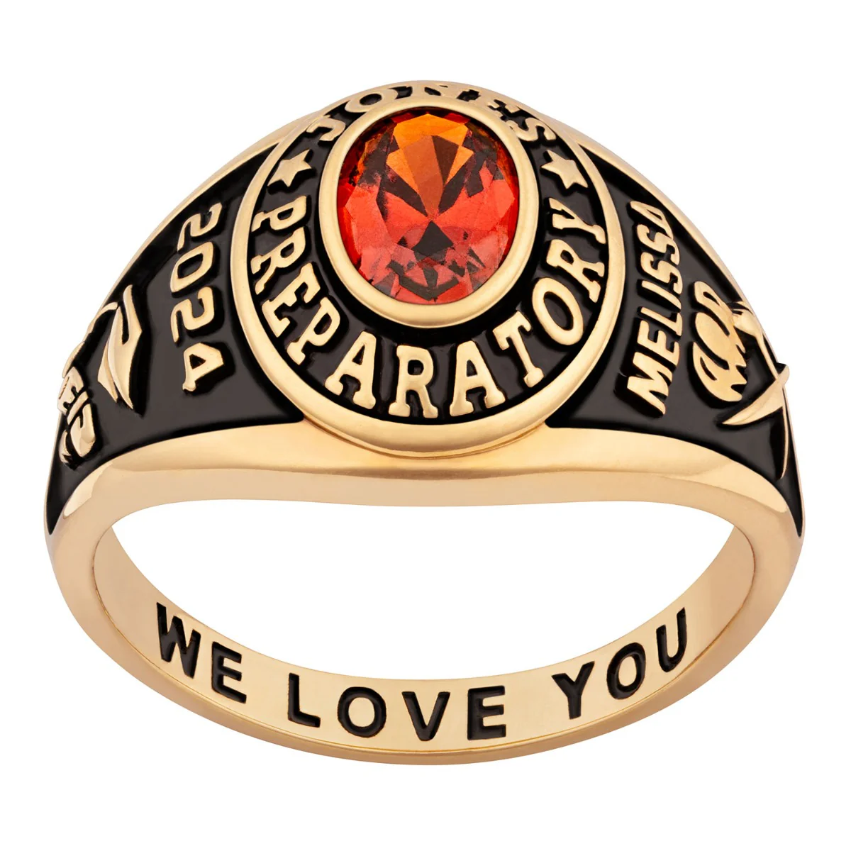 Ladies' Yellow Celebrium Traditional Oval Birthstone Class Ring - Image 2