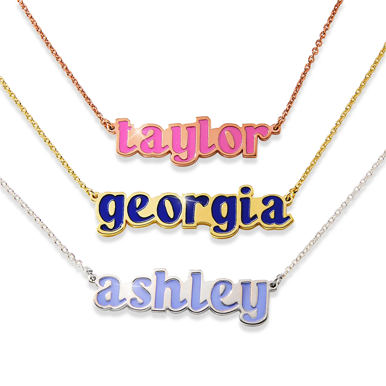 Lowercase Enamel Name Necklace