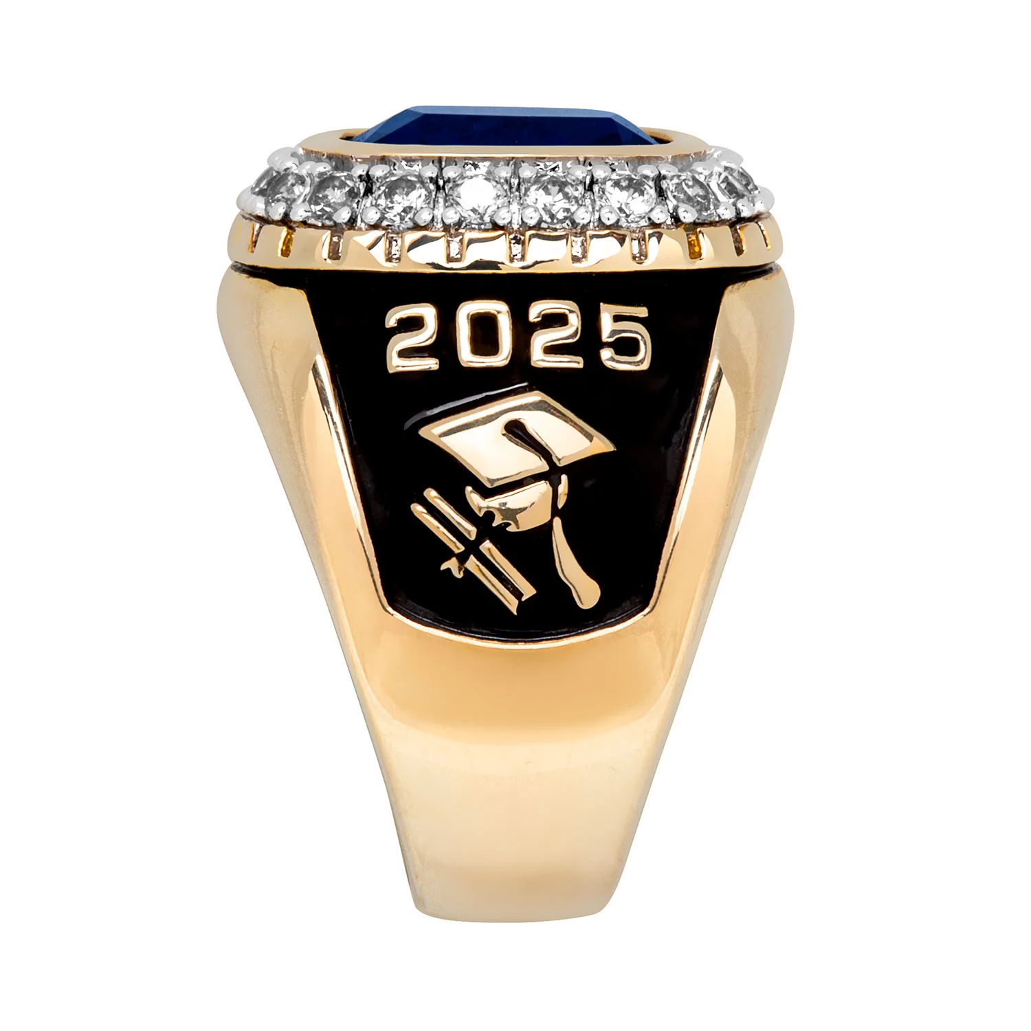 Men's 14K Gold Plated CZ Encrusted Traditional Personalized Class Ring - Image 5
