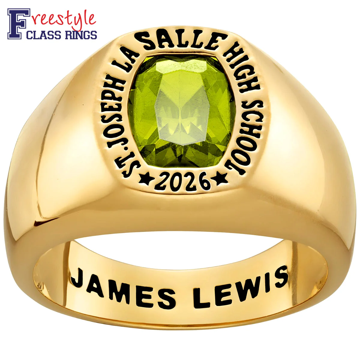 Men's 14k Gold Plated Minimal Birthstone Signet Freestyle Class Ring