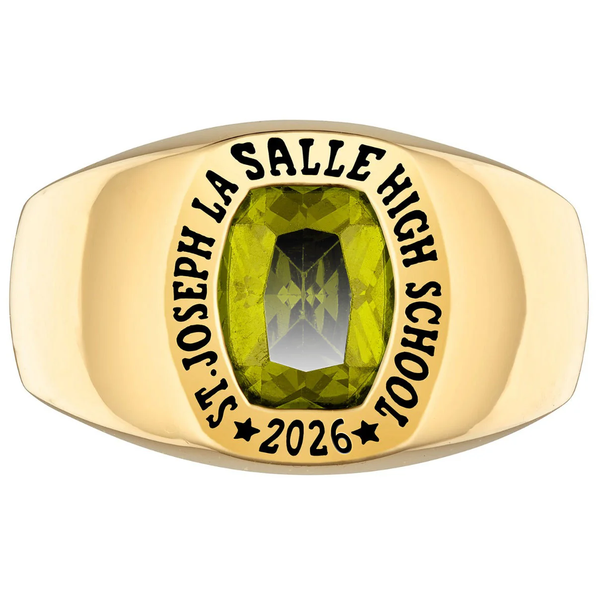 Men's 14k Gold Plated Minimal Birthstone Signet Freestyle Class Ring - Image 2