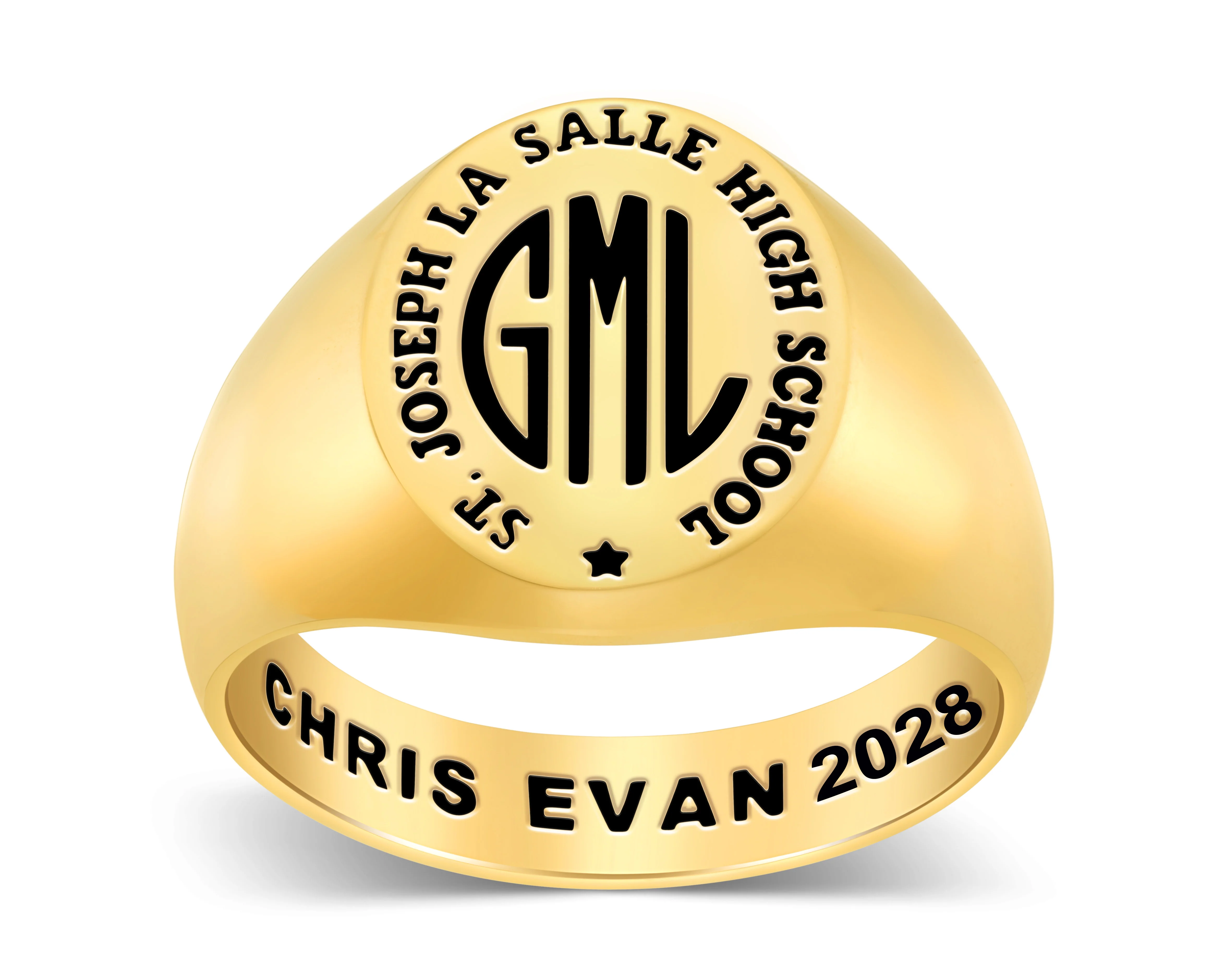 Men's 14k Gold Plated Monogram Signet Class Rings - Image 3