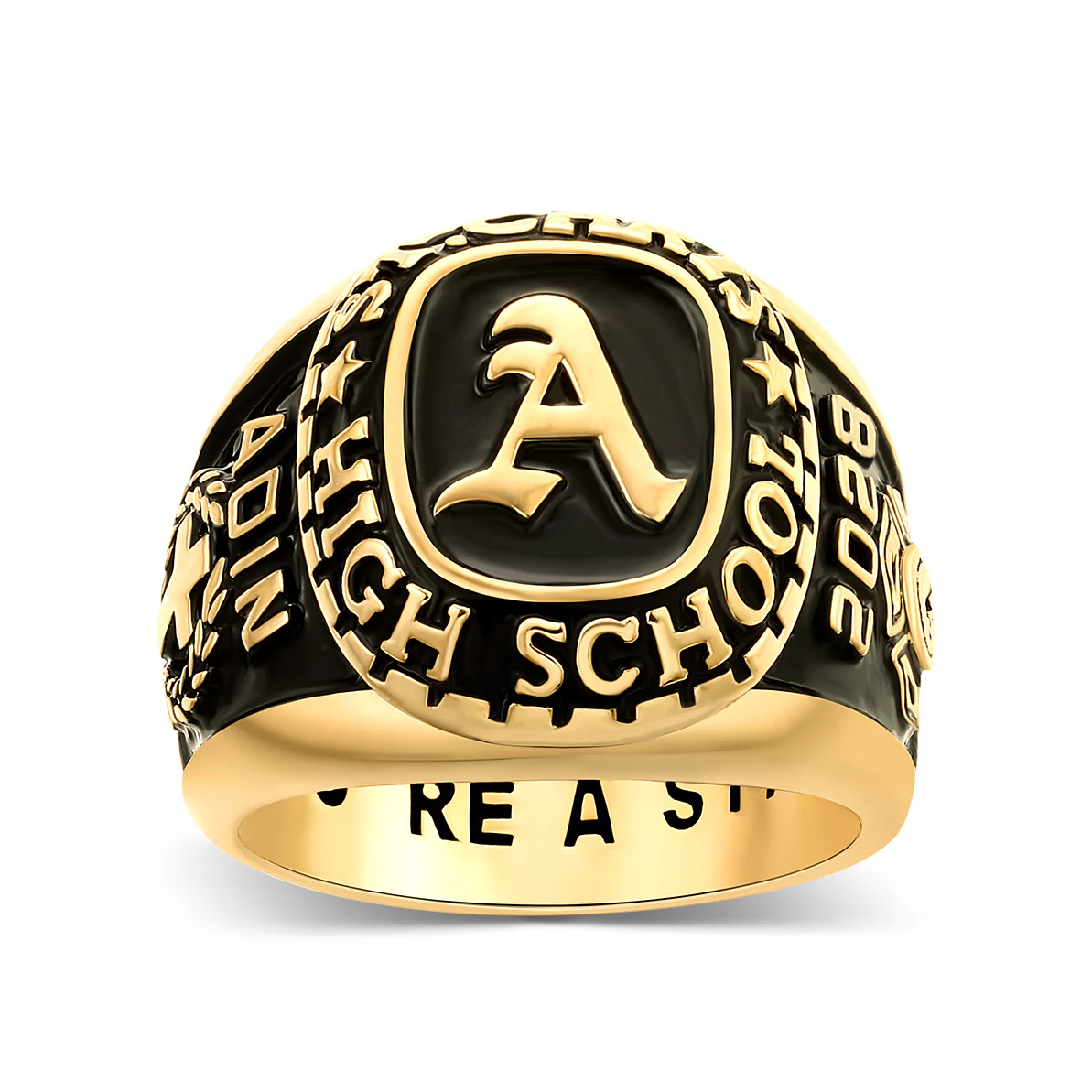 Men's 14K Gold Plated Old English Initial Traditional Class Ring