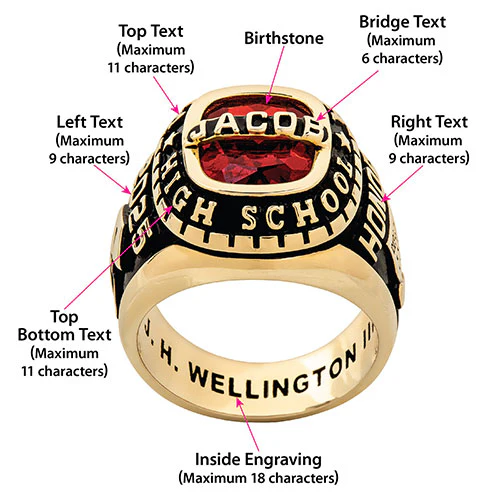 Men's 14K Gold Plated Personalized-Top Traditional Class Ring - Image 7