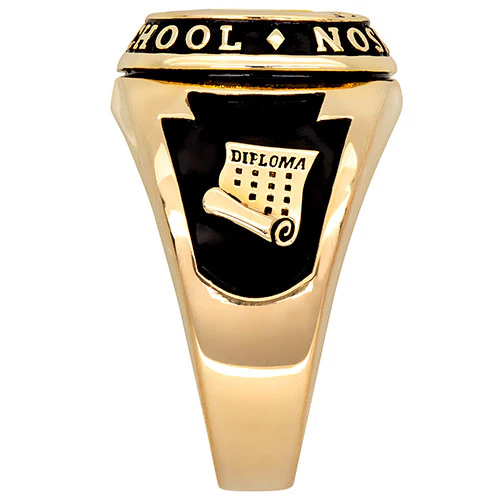 Men's 14K Gold Plated Traditional Cushion Birthstone Class Ring - Image 3