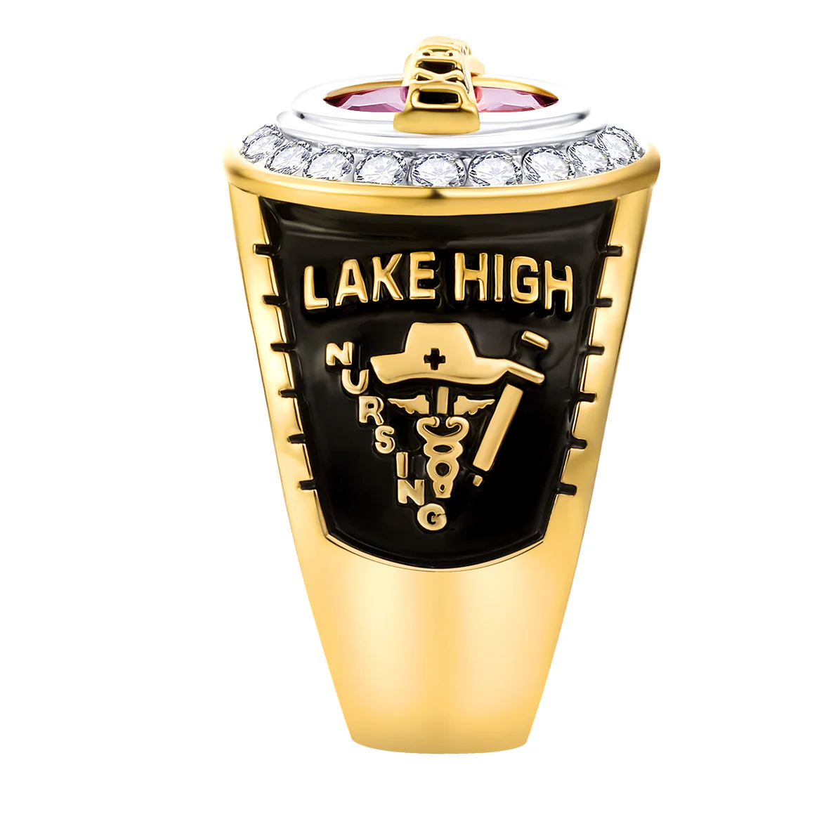 Men's 14K Gold Plated Traditional CZ Oval Stone Personalized Top Class Ring - Image 3