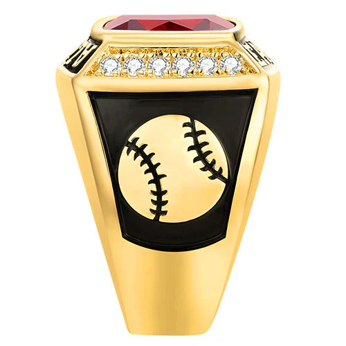 Men's 14K Gold Plated Traditional CZ Square Birthstone Class Ring - Image 3