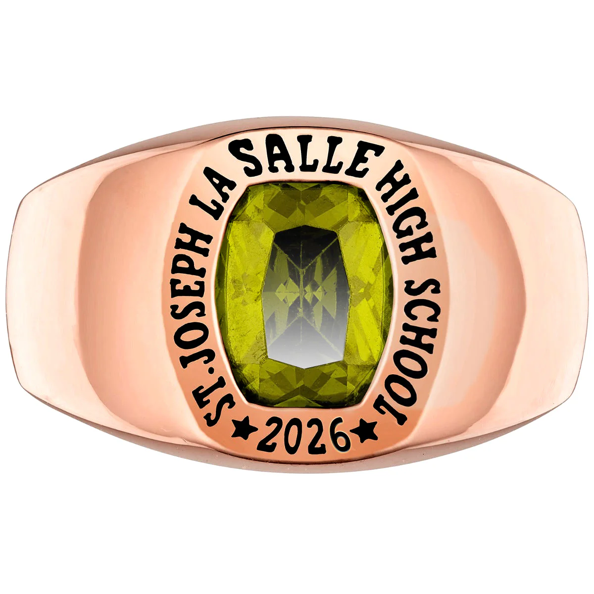Men's 14k Rose Gold Plated Minimal Birthstone Signet Freestyle Class Ring - Image 2