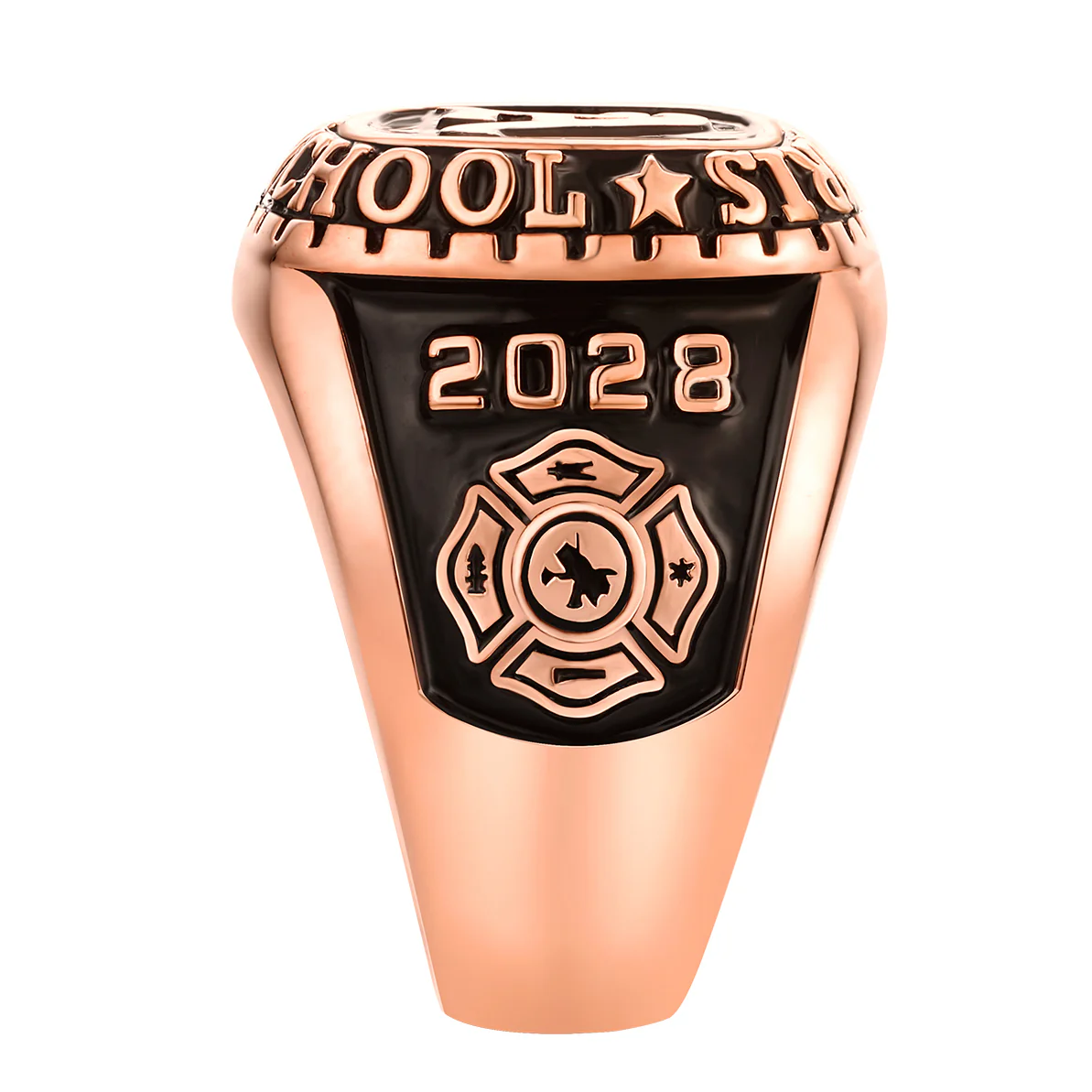 Men's 14K Rose Gold Plated Old English Initial Traditional Class Ring - Image 2
