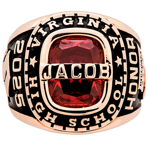 Men's 14K Rose Gold Plated Personalized-Top Traditional Class Ring - Image 2